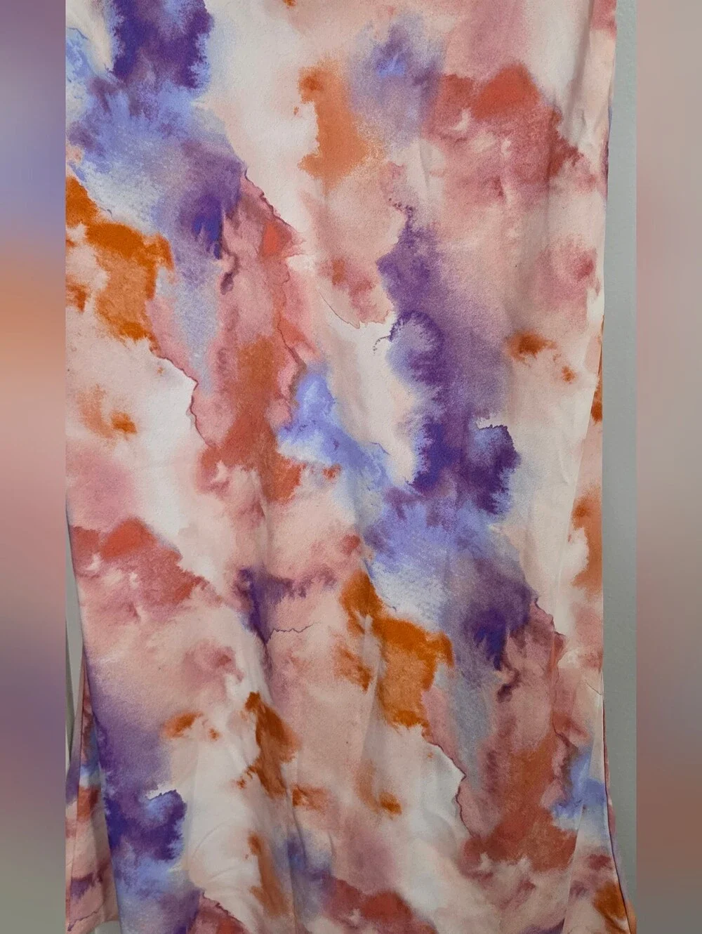 Forever 21 Watercolor Midi Skirt in Peach, Lavender, and Coral Hues